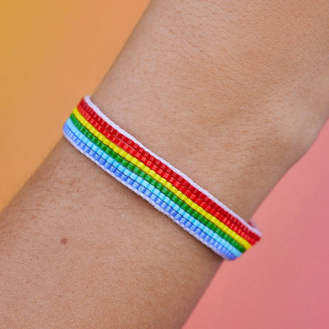 Woven Rainbow Seed Bead Bracelet