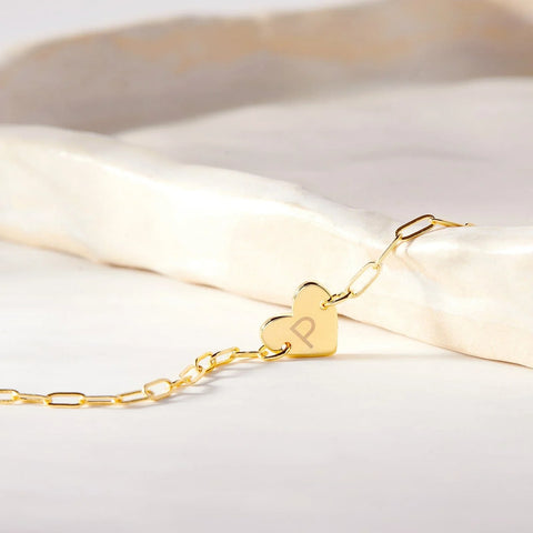 Engravable Heart Paperclip Chain Bracelet