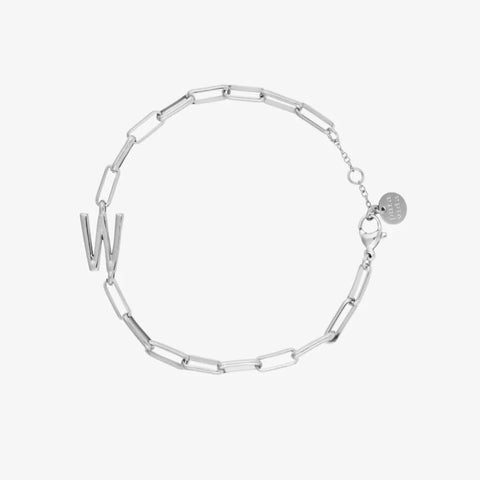 Silver Initial Paperclip Chain Bracelet