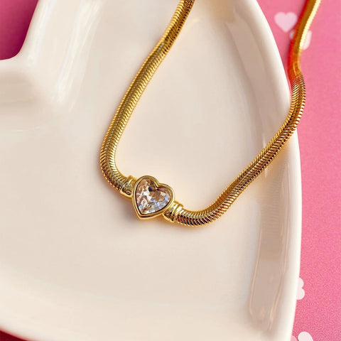 Rhinestone Heart Choker