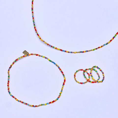 Rainbow Bead Stretch Anklet