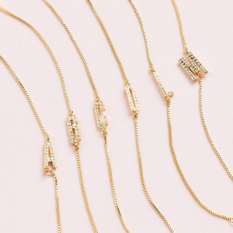Pavé Initial Chain Bracelet