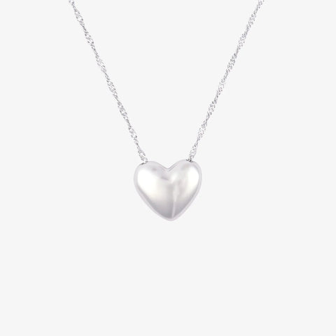 Puffy Heart Bead Pendant Necklace
