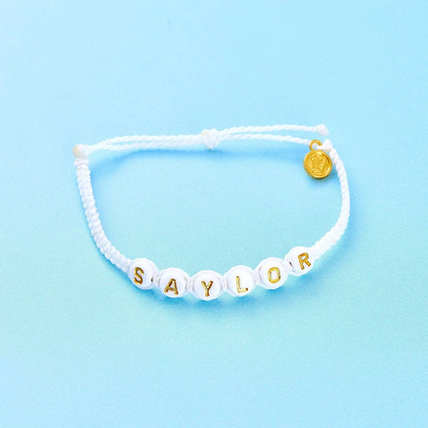White Alphabet Bead Bracelet