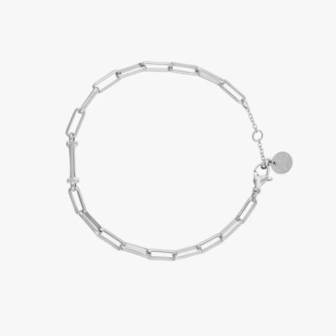 Silver Initial Paperclip Chain Bracelet