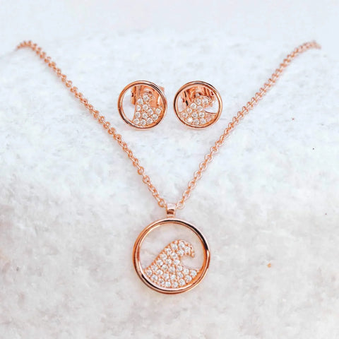 Pave Wave Necklace & Earring Set