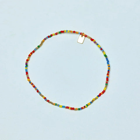Rainbow Bead Stretch Anklet