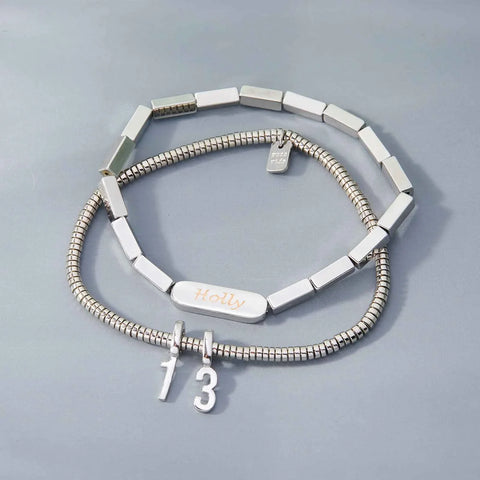 Engravable Rectangle Bead Stretch Bracelet