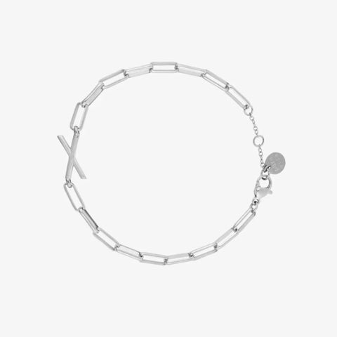 Silver Initial Paperclip Chain Bracelet